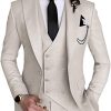 3 Piece Suit Slim Fit Double Breasted Mens Suits for Wedding Party Formal Prom One Button Blazer Vest Pants Sets