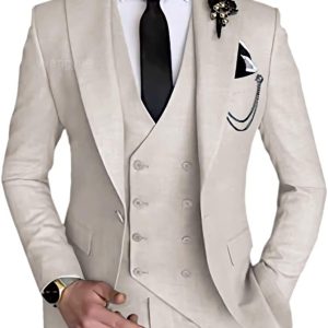 3 Piece Suit Slim Fit Double Breasted Mens Suits for Wedding Party Formal Prom One Button Blazer Vest Pants Sets