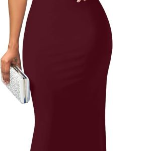 Women Elegant Sleeveless Off Shoulder Bodycon Long Formal Party Evening Dress