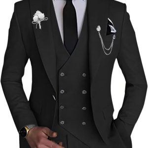 Men's 3 Piece Slim Fit Suit Double Breasted Suit Men Formal Suit for Wedding Prom Dinner Party