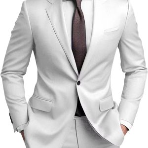 Mens Suits Regular Fit 2 Piece Suit for Men Wedding Prom Business Formal Suit