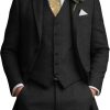 3 Pieces Tweed Men's Suits Slim Fit Wedding Suit Grooms Prom Brown Wool Suit for Men Tuxedos Jacket Vest Pants Set