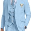 Retro Linen Mens Suit 3 Pieces Light Weight Casual Linen Summer Slim Fit Suits Tuxedo Jacket Blazer Vest Pant for Men