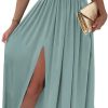 Women  Formal Dresses Wrap V-Neck Ruched Sexy Bridesmaid Wedding Guest Maxi Dresses