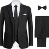 Men's Suit with Stretch Fabric 3-Piece Slim Fit Suit with 3 Fit Options (Short/Regular/Tall)