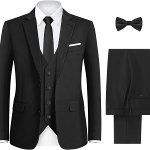 Men's Suit with Stretch Fabric 3-Piece Slim Fit Suit with 3 Fit Options (Short/Regular/Tall)
