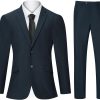 2 Piece Men's Suit Slim Fit Suits for Men, Two Button Blazer Dress Business Wedding Party Jacket & Pants