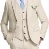 High-End Suits Retro Linen Suit for Men Casual Wedding Suit for Men Slim Fit 3 Pieces Jacket Blazer Vest Pant Groom Tuxedo