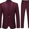 Mens Suit 2 Piece Suits for Men One Button Slim Fit Solid Jacket & Pants Tuxedo Set Business Wedding Party