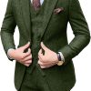 Retro Men Suit 3 Piece Tweed Herringbone Men's Suits Wool Jacket Tuxedos Wedding Grooms Blazer Vest Pants Set Prom