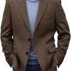 Men's Tweed Blazer Jacket 2 Button Lightweight Herringbone Casual Sport Coat Wedding Groomsmen Prom Jackets